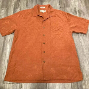 Visitor 100% Silk Short Sleeve Shirt Mens‎ M Button Down Casual